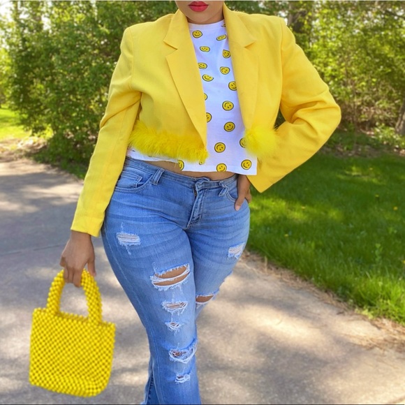 Buttercup Yellow Cropped Shirt-Blazer